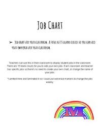 Job Chart For Classroom By Moermond Monsters Teachers Pay