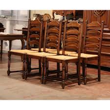 French Carved Oak Ladder Back Chairs With Rush Woven Seat Set Of Six Chairish Ladder Back Chairs Chair French Chairs