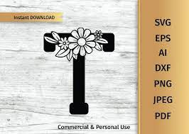 Floral Letter T Svg Initial Svg Flower Alphabet Svg Personal And Commercial Use Floral Letters Alphabet Flower Alphabet