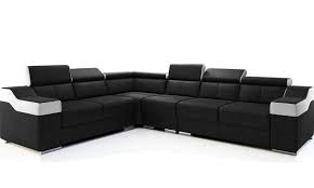 Canapé d'angle en cuir solange blanc ou noir angle gauche ou droit. Canape D Angle Modulable Bicolore En Et Cuir Look Blanc Et Noir Similey