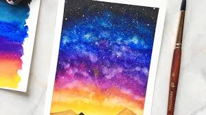 You can add stars by using oil paint or a w. Galaxy Painting Easy Steps Watercolor Painting Inspired