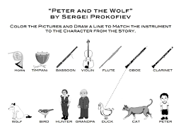 Learn Me Music Peter And The Wolf Matching And Coloring Page Music Appreciation Elementary Music Education Homeschool Music