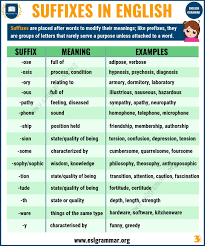 45 Common Suffixes With Suffix Definition And Examples Esl Grammar Prefixes English Grammar English Vocabulary