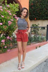 Nina Plavnik Pull Bear High Neck Striped Crop Top Bershka Muted Coral Shorts Zara White With Silver Sandals Tally Weijl Tattoo Choker Need Me Lookbook