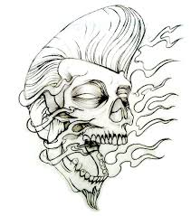 Rockabilly Rocker Skull Tattoo Flash Tatoo Flash De Tatuagem Tatuagem Tradicional