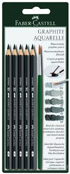 Faber Castell Aquarelle Watersoluble Graphite Pencils Set 5 Degrees Brush Faber Castell Graphite Pencils Art