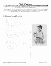 Walt Whitman O Captain My Captain Worksheet Education Com American Literature High School Walt Whitman Creative Writing Classes