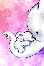 Cute Elephants Olifant Illustratie Baby Kunst Olifant Schilderij