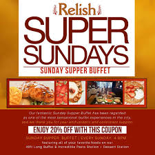 June is national soul food month. Relish Philadelphia On Twitter It S Super Sunday At Relish Brunch Dinner Buffet Share This Coupon With Your Server For 20 Off Good For Up To 10 Patrons 10 30am 3 00pm