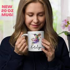 Personalized Hummingbird Mug, Bird Mug, Personalized Gift, Orchid Mug,  Custom Name Mug, Spring Mug, Floral Coffee Mug, Flower Mug 0617