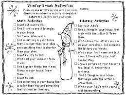 Love This Free Winter Break Activities And Homework In One Sheet Winter Break Activities Holiday Homework Christmas Kindergarten