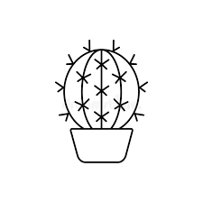 Learn how to draw cactus pictures using these outlines or print just for coloring. Vector Illustration Of Barrel Cactus Line Icon Of Desert Succulent Plant In The Pot Isolated Object On White Background Home D Stock Vector Illustration Of Decorative Home 126226030