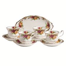 Royal doulton teacup & saucer sherbrooke tea cup english. Royal Doulton Old Country Roses 9 Piece Tea Set Tray Mostly White With Multicolored Floral Print Buy Online In Bahamas At Bahamas Desertcart Com Productid 48399589