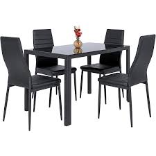 10 best kitchen table sets of march 2021. 5 Piece Kitchen Dining Table Set Glass Top And 4 Leather Chairs Dinette Black Dining Table Set Buy Marble Dining Table Set Dining Table Set 6 Chairs Dining Table Set Product On Alibaba Com