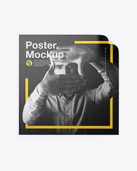 This mockup allows you to present beautiful square photos. Textured Square Poster Mockup In Stationery Mockups On Yellow Images Object Mockups