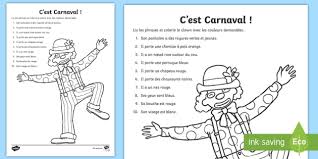 Ce coloriage et dessin de fêtes pour les enfants est gratuit à imprimer et à colorier. Fiche De Lecture Et Coloriage Le Clown Carnaval