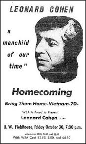 The 1970 Leonard Cohen University of Wisconsin-Madison Concert, The  Anti-War Movement, & Joe Way