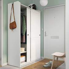 Sliding doors don't stick out when they're open, so they save you space. Hauga Wardrobe With Sliding Doors White 118x55x199 Cm Ikea