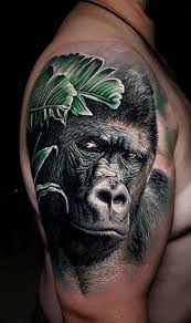 This is a possible encounter, seeing that both mountain gorillas and african lions inhabit the same general area in east africa. Gorilla Tattoo Gorilla Tattoo Monkey Tattoos Jungle Tattoo