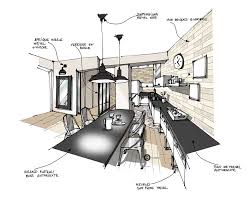 Esprit Loft Brique Blanche Et Table Noire Pour Une Cuisine Croquis Realise Par Dominique Jean Architecte Interieur Dessin Decoration Dessin De Decoration
