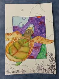 Sea Creature Watercolor Art Project Junior High Art Class Mixed Media Art High Art Middle School Art Projects Elementary Art