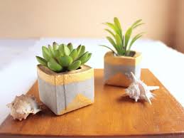 Concrete windowsill planter, rectangular concrete planter, succulent planter. Diy Gold Concrete Succulent Planters The Soccer Mom Blog
