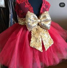 Custom Listing For Green Lace Dress With Gold Bow Red Christmas Dress Big Bow Dress Lace Dress