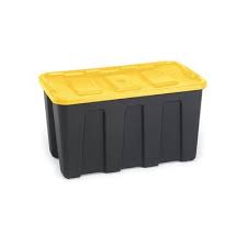 Black And Yellow Totes 27 Gallon Homz Homz Durabilt 34 Gallon Storage Container Black Base With Yellow Lid Set Of 2 In 2020 Storage Tubs Storage Plastic Storage