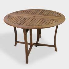 Round Wood Danner Folding Outdoor Patio Dining Table By World Market Outdoor Dining Table Dining Table Outdoor Dining Furniture