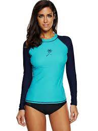 Women S Long Sleeve Rashguard Upf 50 Swimwear Rash Guard Athletic Tops Aqua Navy Cg12ob Rash Guard Swimwear Rashguard Women Long Sleeve Rash Guard Women