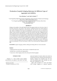 PDF) Evaluation of Asphalt Stripping Resistance for Different Types of  Aggregates and Additives