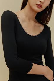 Neiwai Essential Cashmere U-Neck Thermal Underwear Top | Black | Large | Lightweight | Breathable | Light | Cotton/Modal