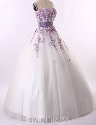 Ericdress Strapless Appliques Ball Gown Wedding Dress Purple Wedding Dress Bridal Ball Gown Ball Gown Wedding Dress
