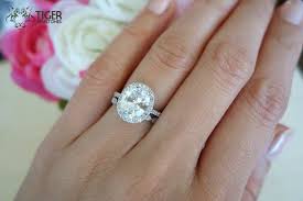 3 25 Carat Oval Halo Wedding Set Vintage Bridal Rings Man Made Diamond Simulants Vintage Style Engagement Rings Art Deco Engagement Ring Man Made Diamonds