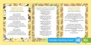The gingerbread man nursery rhyme song for kids features the famous gingerbread man who hops off the pan and runs away! The Gingerbread Man Songs Teacher Made