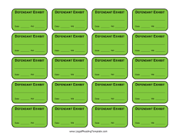 Yamasaki, clerk of the court by , deputy note: Printable Defendant Exhibit Labels Legal Pleading Template