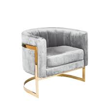 Mica Grey Velvet Gold Accent Chair Barrel Chair Chair Furniture