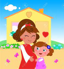 Un bon français à voir. Dessin Anime Mignon Maman Enceinte Et Petite Fille Illustration Clip Art Libres De Droits Vecteurs Et Illustration Image 87884324