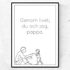 Frukost på sängen kan vara mysigt att överraska pappa med. Genom Livet Du Och Jag Pappa Poster Med Egen Text Citat Text Art