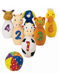 There S Fun To Spare With Our Baby Farm Friends Bowling Set This Soft Set Features Six Numbered Animal Bowling Pins To Teach Ti Baby Toys Bowling Toddler Toys