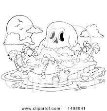 Quickly and easily find what the colors your favorite web page or any web page on the internet uses so you can incorporate them onto your page. Clipart Of A Black And White Lineart Skull Mountain Tropical Island Royalty Free Vector Illustration By Visekart 1408941