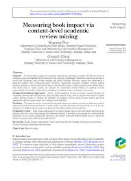 Straightforward and bold, li chen can close a deal without even blinking an eye. Pdf Measuring Book Impact Via Content Level Academic Review Mining