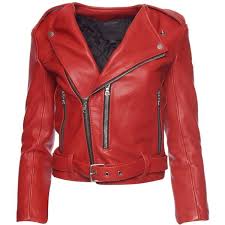 Marc Jacobs Cropped Leather Moto Jacket Red Jacket Leather Leather Jackets Women Red Crop Jacket