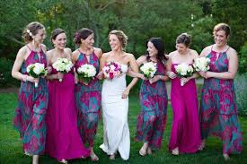 Love The Alternating Patterned Solid Colored Bridesmaid Dresses For This Patterned Bridesmaid Dresses Designer Bridesmaid Dresses Purple Wedding Inspiration