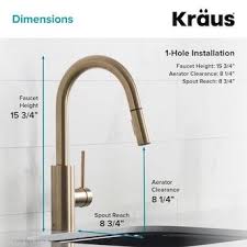 The spout deliver 1.5 gallons per minute of water to meet the epa's watersense criteria. Kraus Oletto Brushed Brass 1 Handle Deck Mount Pull Down Handle Kitchen Faucet Lowes Com Kitchen Faucet Faucet Commercial Kitchen Faucet