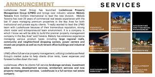 Check spelling or type a new query. Lockehouse Retail Group Lockehouse Retail Group Inc Launches Lockehouse Property Management Group Inc Welcome Melody Teixeira Melody Can Be Reached At Melody Lockehousepmg Com And 925 989 7648 Facebook