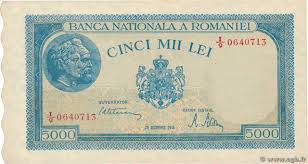 The euro which was introduced in 2002 is the official currency of the european union. 5000 Lei Romania 1945 P 056a B86 0341 Banknotes