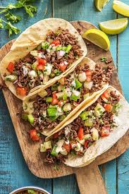 Pineapple Poblano Beef Tacos Recipe Hellofresh Recipe Hello Fresh Recipes Fast Healthy Meals Beef Tacos Recipes