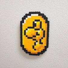Mario Perler Yoshi Dragon Coin Super Mario World 8 Bit Etsy Pixel Art Perler Bead Art Bead Art