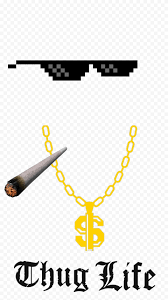 Sunglasses Thug Life Joint Text Logo Gold Chain Text Logo Thug Life Life